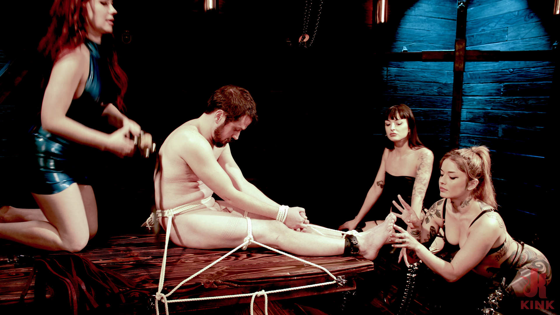 Photo number 12 from Peeping Tom Gets Gangbanged shot for Kink Test Shoots on Kink.com. Featuring Vanessa Vega, Jessica Ryan, Charlie Valentine and Slave Fluffy in hardcore BDSM & Fetish porn.