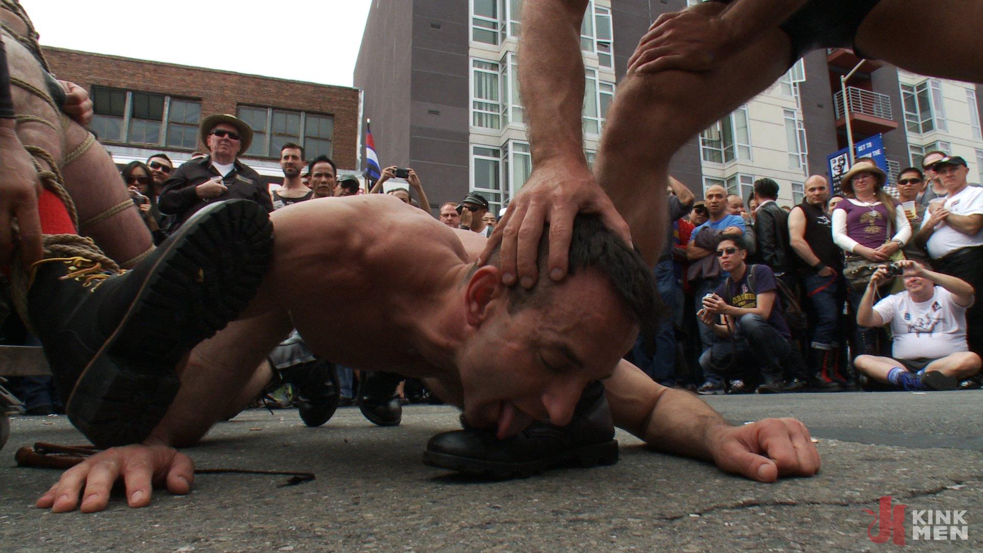 Photo number 6 from Muscle slave is stripped naked, used and humiliated while hordes of people take photos. shot for Bound in Public on Kink.com. Featuring Josh West, Jason Miller and Spencer Reed in hardcore BDSM & Fetish porn.