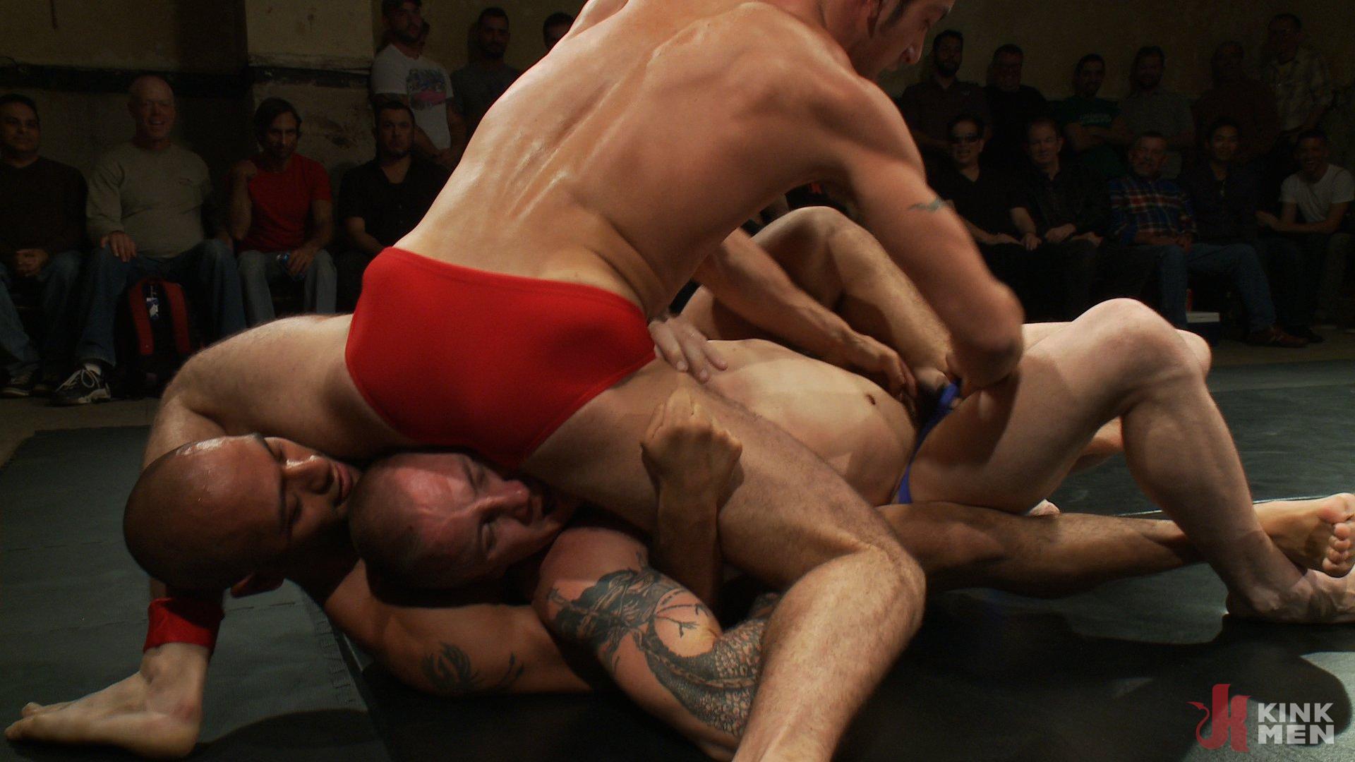 Photo number 1 from Intense Live Tag-Team Match! shot for Naked Kombat on Kink.com. Featuring Parker London, Brenn Wyson, Leo Forte, DJ and Blake Daniels in hardcore BDSM & Fetish porn.