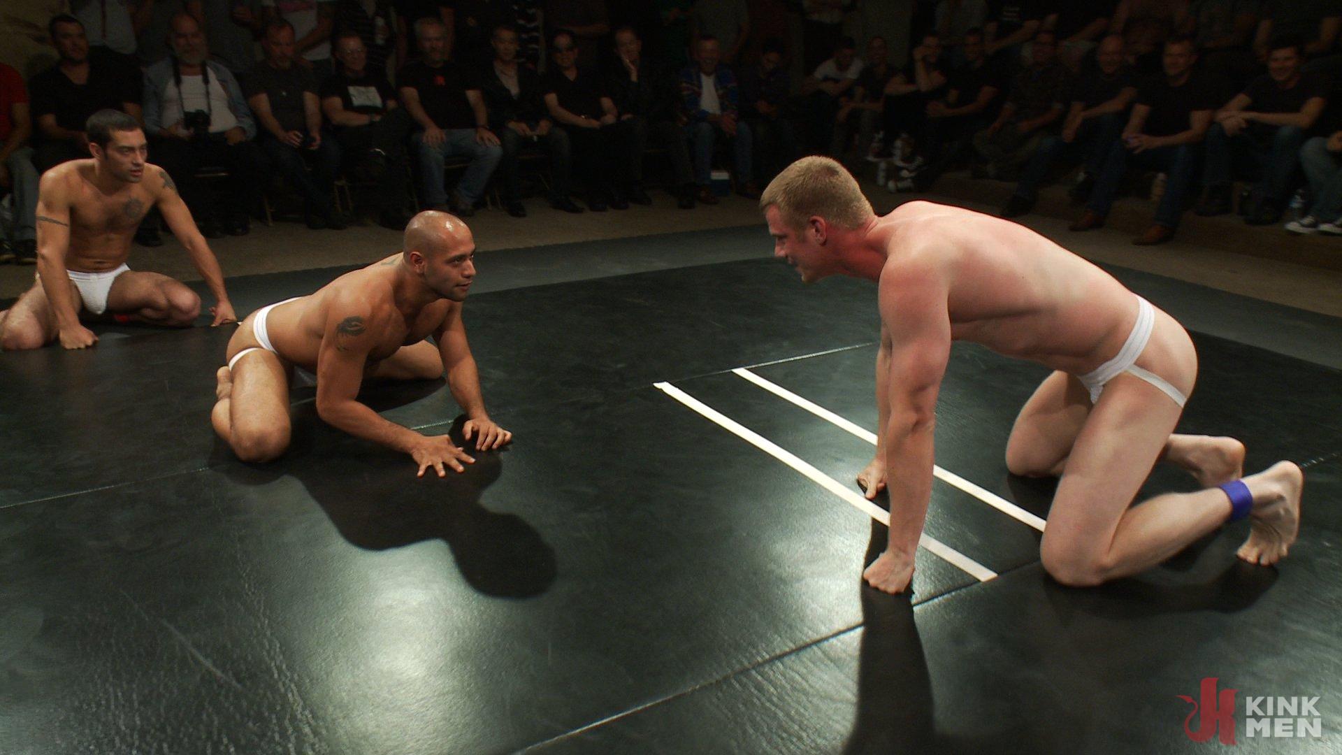 Photo number 10 from Intense Live Tag-Team Match! shot for Naked Kombat on Kink.com. Featuring Parker London, Brenn Wyson, Leo Forte, DJ and Blake Daniels in hardcore BDSM & Fetish porn.