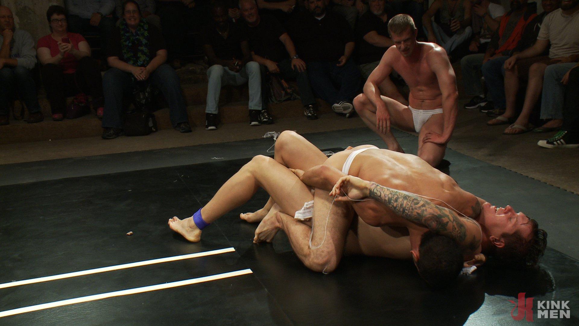 Photo number 6 from Intense Live Tag-Team Match! shot for Naked Kombat on Kink.com. Featuring Parker London, Brenn Wyson, Leo Forte, DJ and Blake Daniels in hardcore BDSM & Fetish porn.