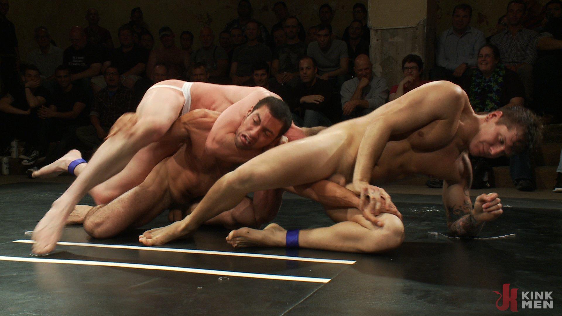 Photo number 4 from Intense Live Tag-Team Match! shot for Naked Kombat on Kink.com. Featuring Parker London, Brenn Wyson, Leo Forte, DJ and Blake Daniels in hardcore BDSM & Fetish porn.