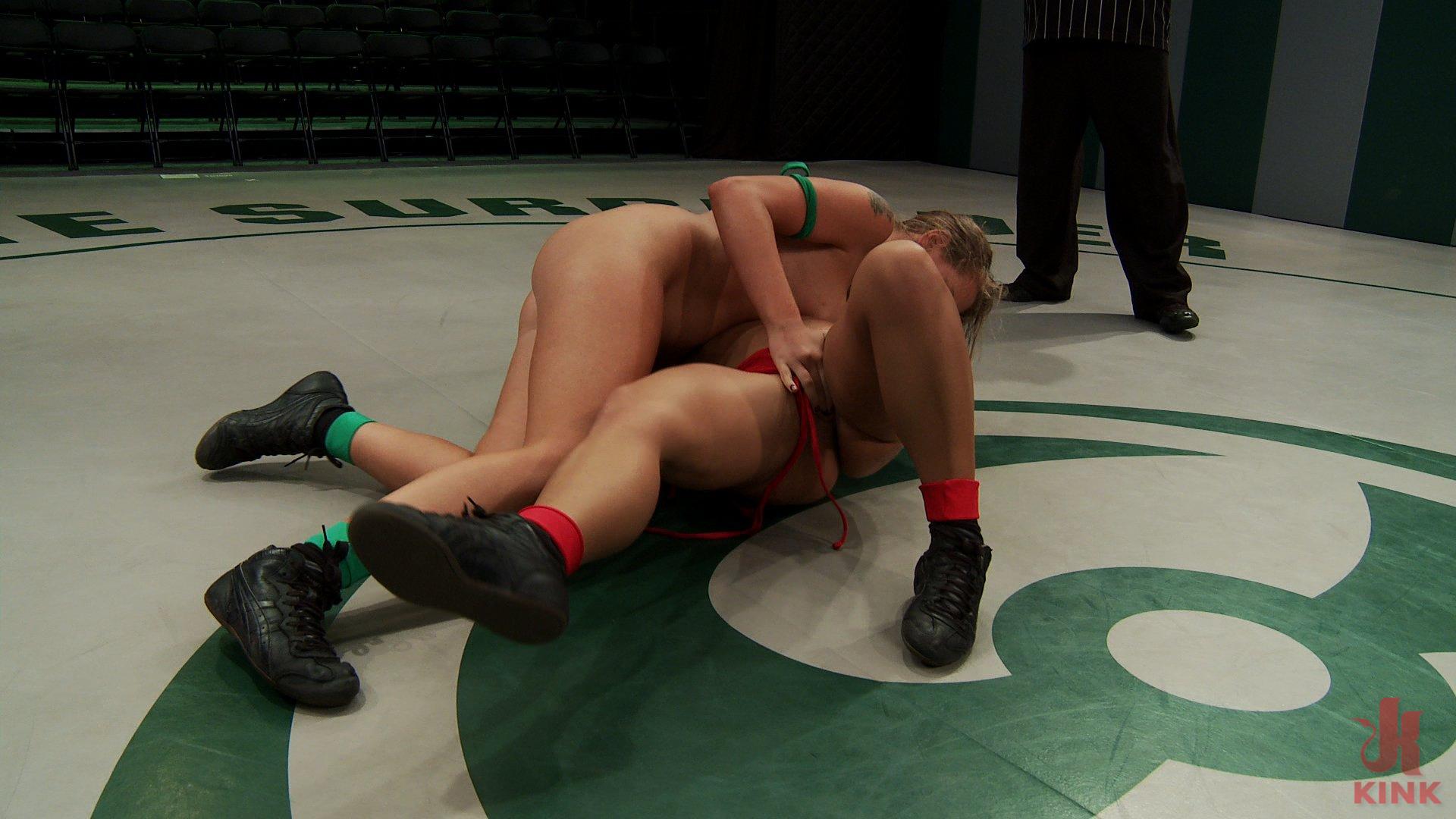 Photo number 3 from Blond athletic rookie vs Sexy Hawaiian veteran in a non-scripted wresting match. Brutal action. shot for Ultimate Surrender on Kink.com. Featuring Lizzy London and Mahina Zaltana in hardcore BDSM & Fetish porn.