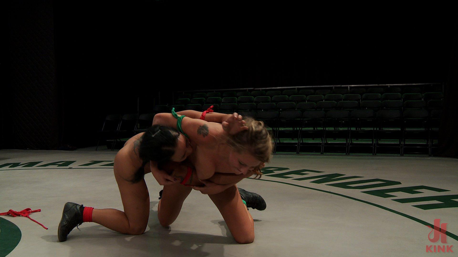 Photo number 9 from Blond athletic rookie vs Sexy Hawaiian veteran in a non-scripted wresting match. Brutal action. shot for Ultimate Surrender on Kink.com. Featuring Lizzy London and Mahina Zaltana in hardcore BDSM & Fetish porn.