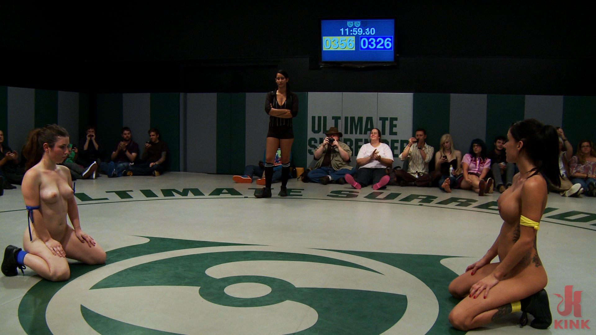 Photo number 1 from BATTLE OF THE FEATHERWEIGHTS!: Round 2!  The only non-scripted Tag Team wrestling in the world! shot for Ultimate Surrender on Kink.com. Featuring Isis Love, Serena Blair, Emma Haize, Gia DiMarco and Lyla Storm in hardcore BDSM & Fetish porn.