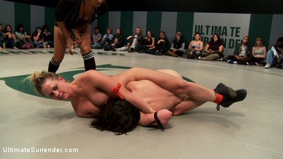 Photo number 3 from Brutal Tag Team Action, submission holds and nasty 2 on 1 action  Only 3pts separate these 2 teams shot for Ultimate Surrender on Kink.com. Featuring Isis Love, Kaylee Hilton, Jessie Cox, Holly Heart and Juliette March in hardcore BDSM & Fetish porn.