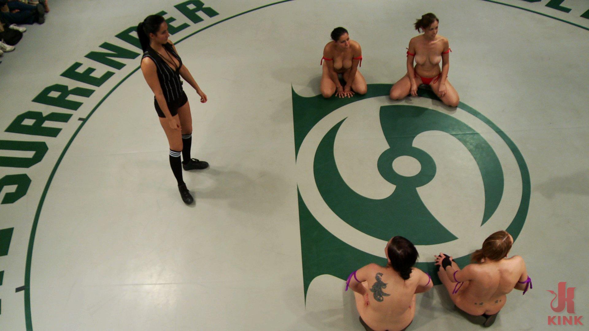 Photo number 1 from RD 2/4 of Feb's Live Tag Team Match: Sexual molestation on the mat! Non-scripted! Shot Live! shot for Ultimate Surrender on Kink.com. Featuring Bryn Blayne, Rain DeGrey, Izamar Gutierrez, Isis Love and Audrey Rose in hardcore BDSM & Fetish porn.