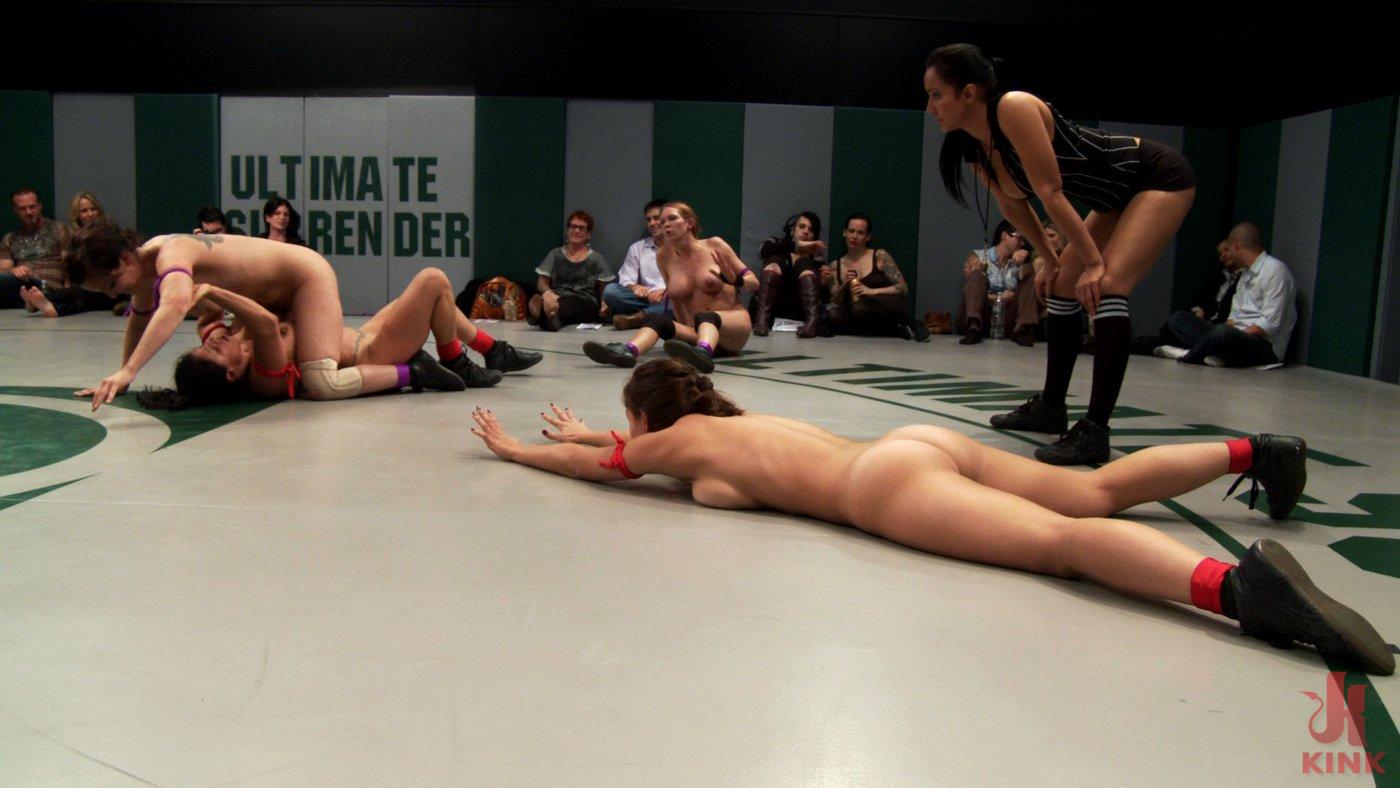 Photo number 10 from RD 2/4 of Feb's Live Tag Team Match: Sexual molestation on the mat! Non-scripted! Shot Live! shot for Ultimate Surrender on Kink.com. Featuring Bryn Blayne, Rain DeGrey, Izamar Gutierrez, Isis Love and Audrey Rose in hardcore BDSM & Fetish porn.