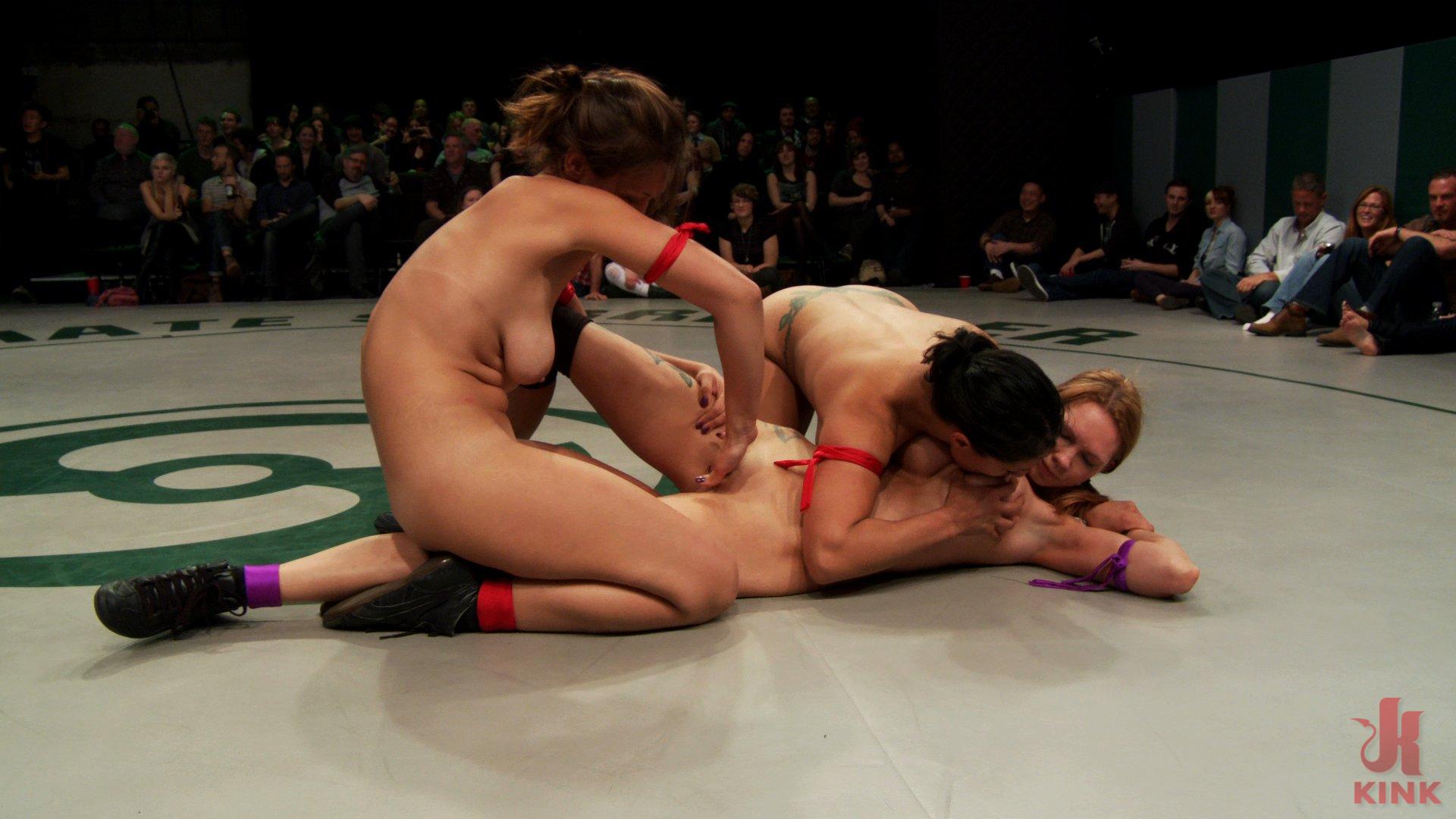 Photo number 4 from RD 2/4 of Feb's Live Tag Team Match: Sexual molestation on the mat! Non-scripted! Shot Live! shot for Ultimate Surrender on Kink.com. Featuring Bryn Blayne, Rain DeGrey, Izamar Gutierrez, Isis Love and Audrey Rose in hardcore BDSM & Fetish porn.