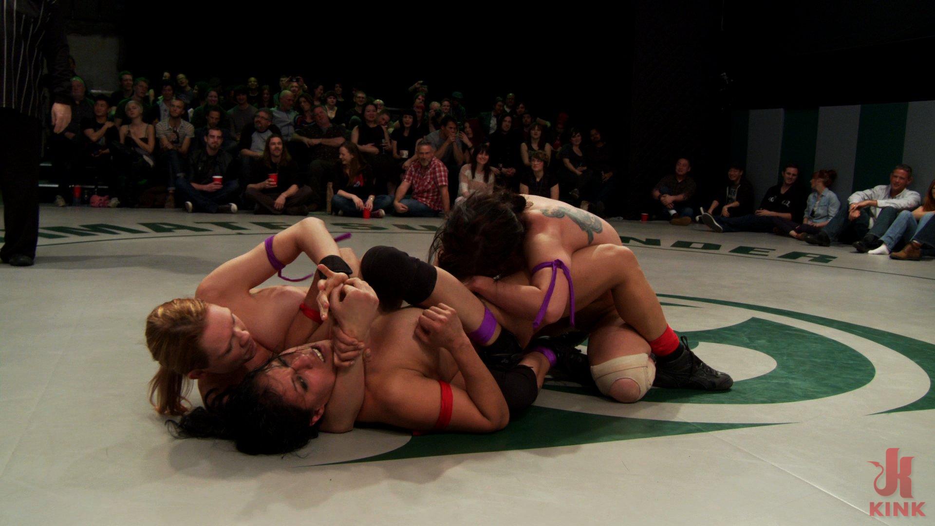 Photo number 7 from RD 2/4 of Feb's Live Tag Team Match: Sexual molestation on the mat! Non-scripted! Shot Live! shot for Ultimate Surrender on Kink.com. Featuring Bryn Blayne, Rain DeGrey, Izamar Gutierrez, Isis Love and Audrey Rose in hardcore BDSM & Fetish porn.