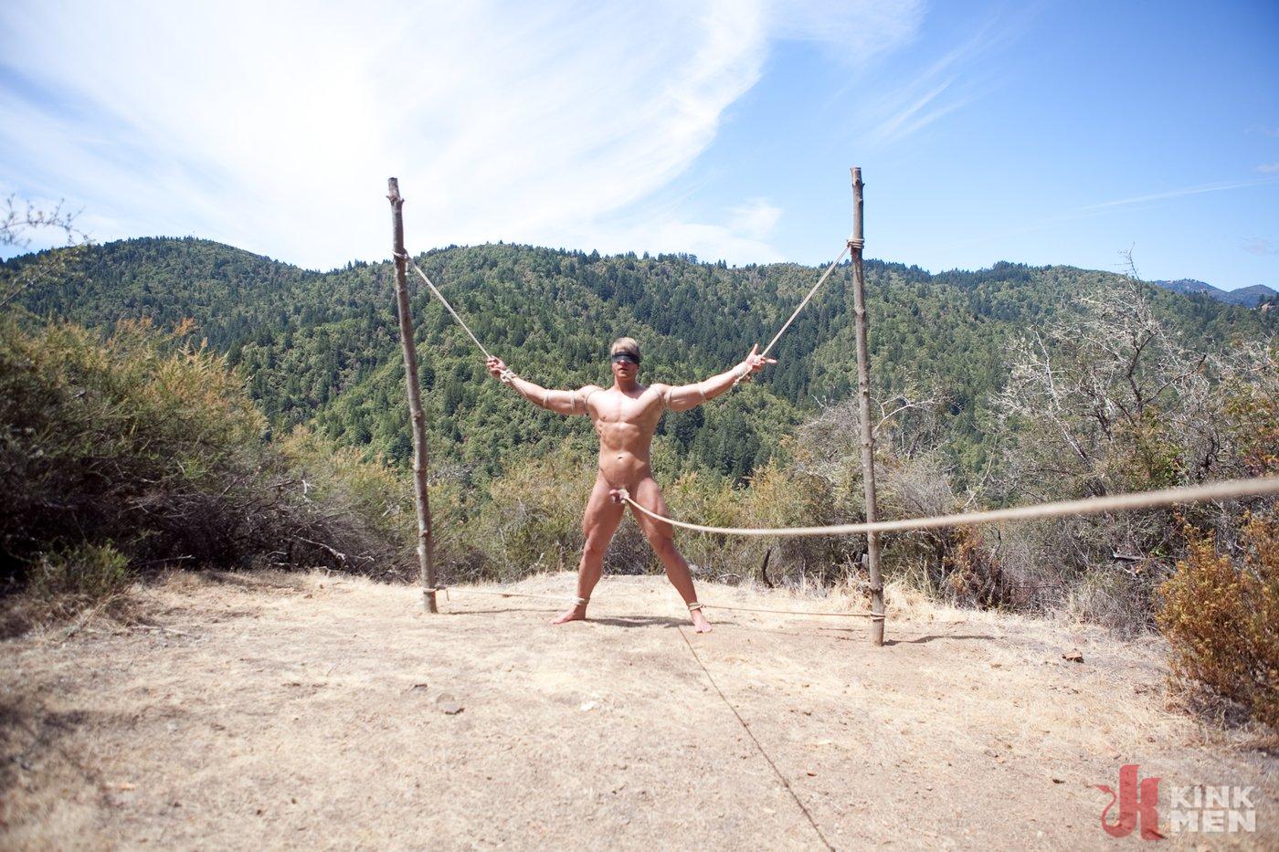 Photo number 8 from Captured straight jock gets his tight ass violated in the deep woods shot for Men On Edge on Kink.com. Featuring Logan Vaughn in hardcore BDSM & Fetish porn.