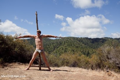 Photo number 5 from Captured and edged in the deep woods shot for Men On Edge on Kink.com. Featuring Logan Stevens in hardcore BDSM & Fetish porn.