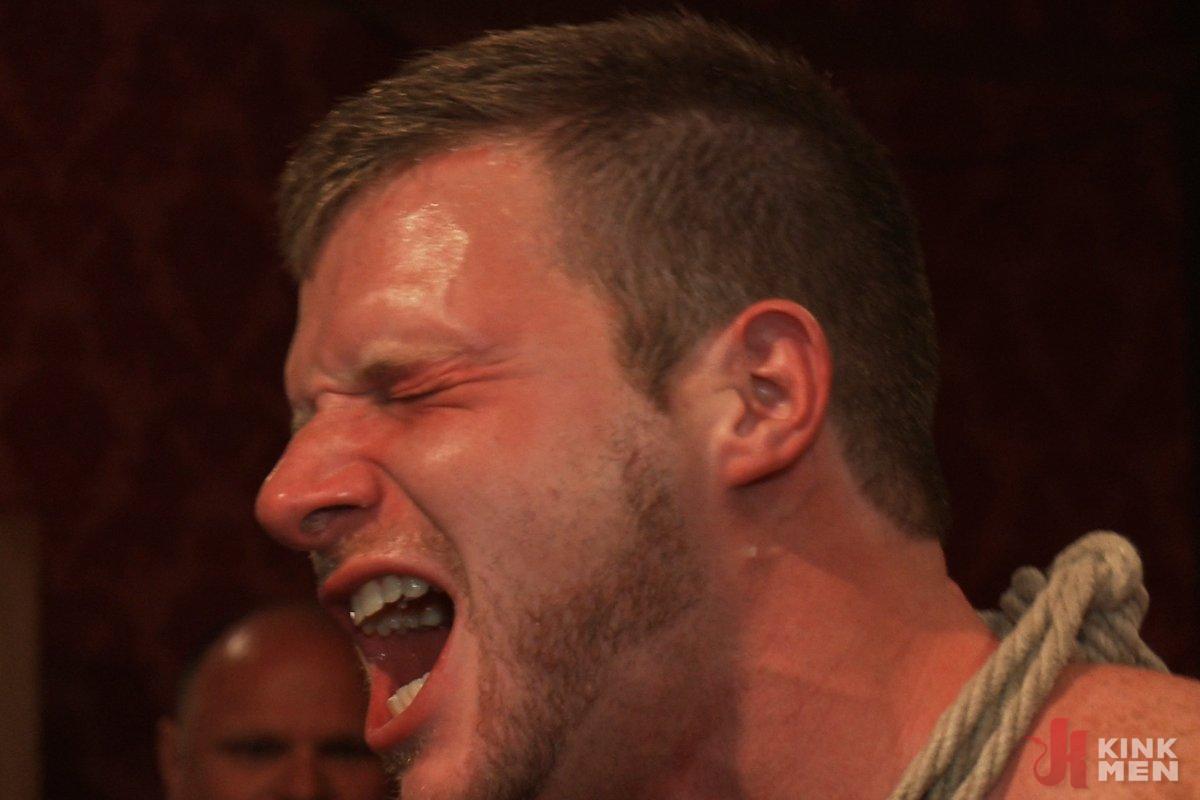 Photo number 11 from Sexy stud gets shocked, suspended, and gang fucked on the Upper Floor shot for Bound in Public on Kink.com. Featuring Brian Bonds and Josh West in hardcore BDSM & Fetish porn.