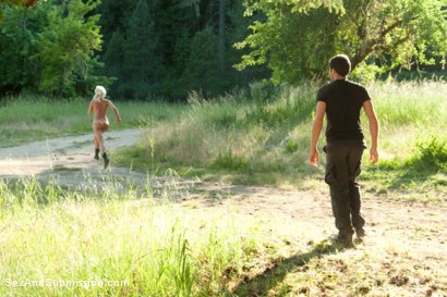 Photo number 5 from Captured in the Woods: A Featured Presentation: Two Beautiful Blondes Brutally Fucked in the Wild shot for Sex And Submission on Kink.com. Featuring James Deen, Penny Pax and Anikka Albrite in hardcore BDSM & Fetish porn.