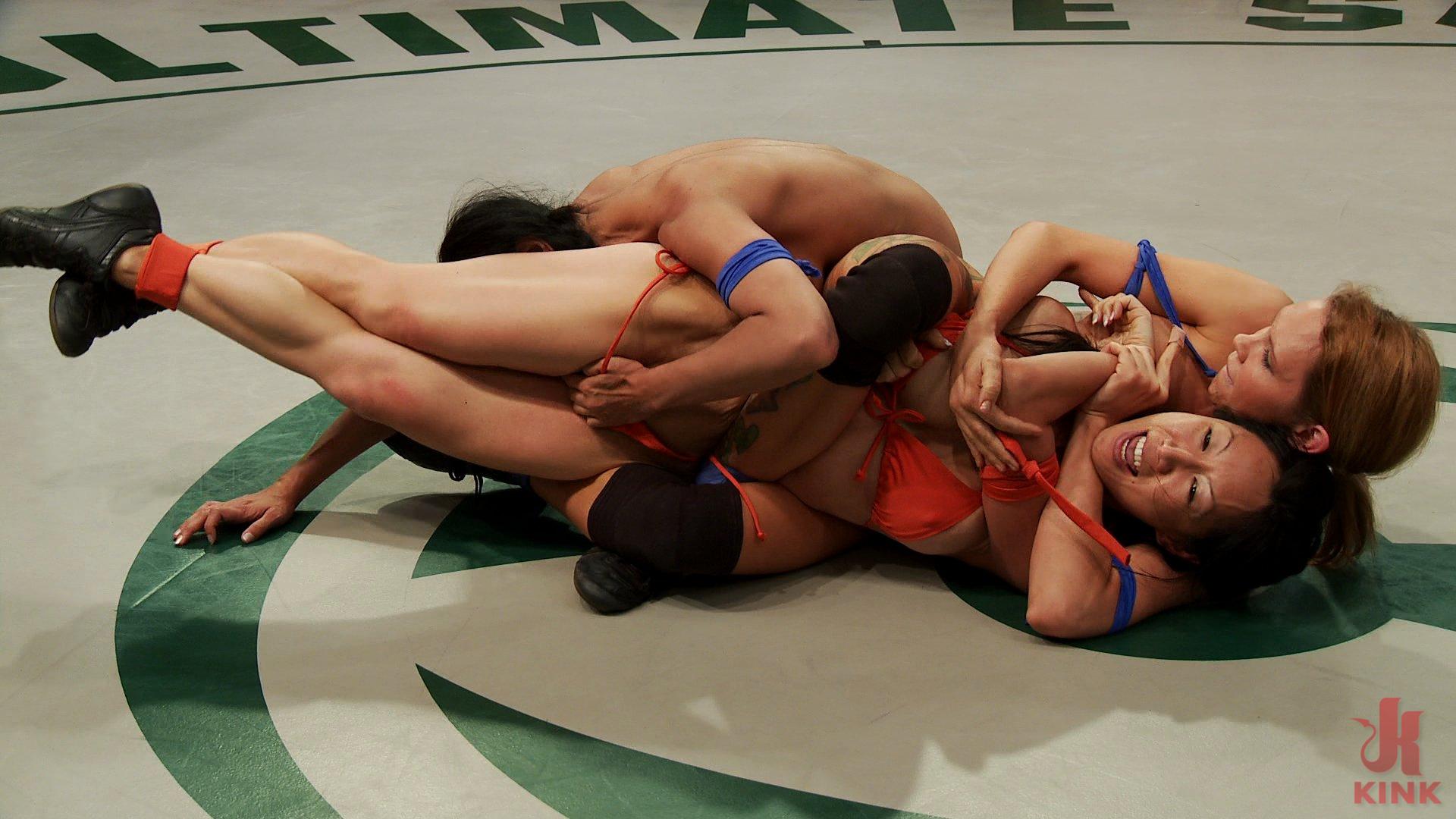 Photo number 5 from June Tag Team Match Up Part 1: Four Fierce and Sexy Wrestlers! Brutal Submission holds! Face Sitting shot for Ultimate Surrender on Kink.com. Featuring Kaylee Hilton, Tia Ling, Cheyenne Jewel, Rain DeGrey, Beretta James and Maestro in hardcore BDSM & Fetish porn.