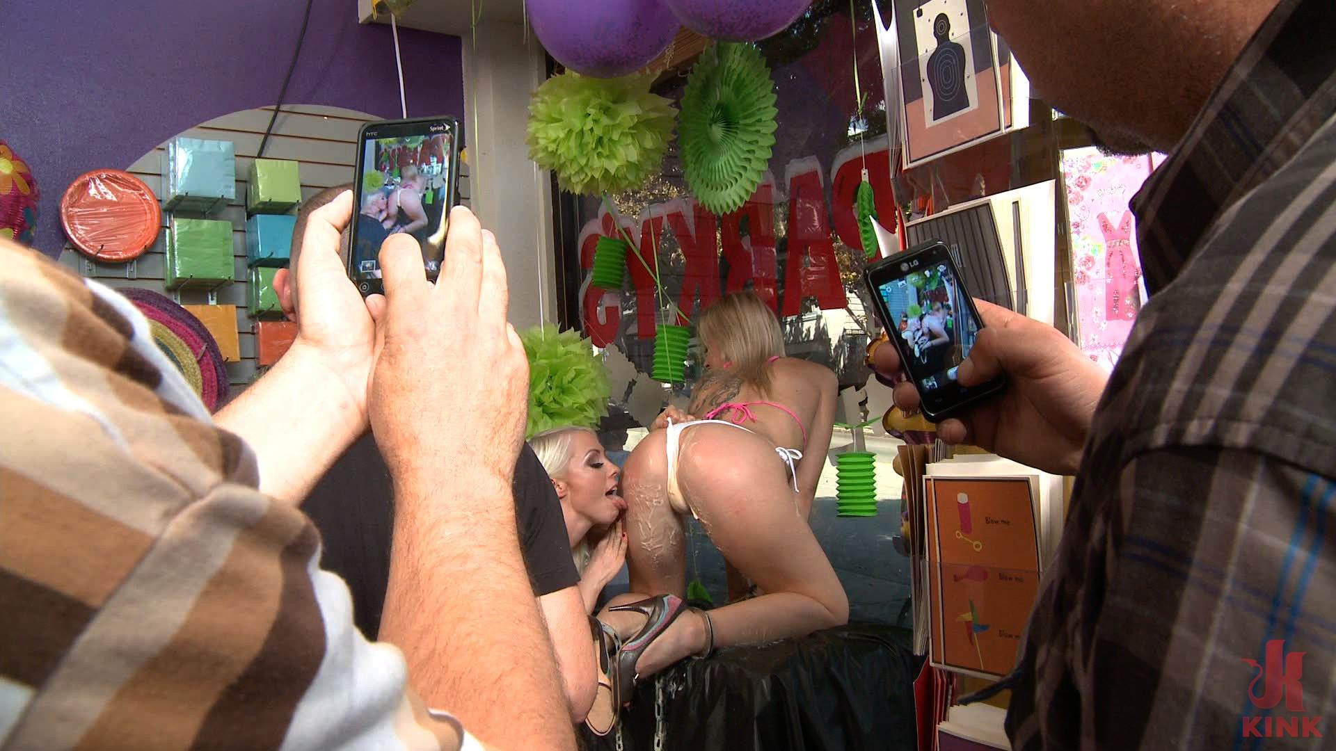 Photo number 2 from Blonde Babe is Bound and Ass Fucked in Public shot for Public Disgrace on Kink.com. Featuring Lorelei Lee, Zoey Monroe and Mr. Pete in hardcore BDSM & Fetish porn.