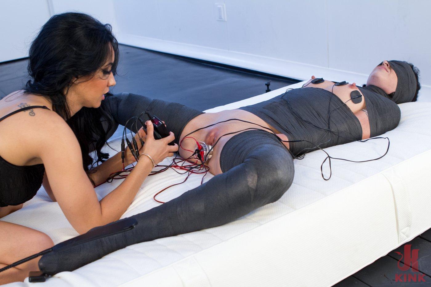 Photo number 2 from Mummified and Electrified Pussy Worship! shot for Electrosluts on Kink.com. Featuring Isis Love and Wenona in hardcore BDSM & Fetish porn.