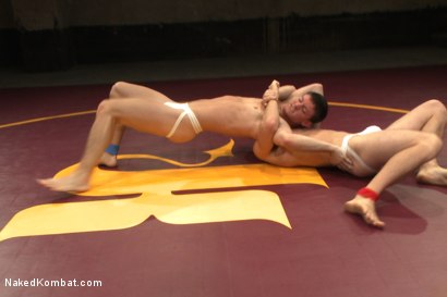 Photo number 2 from Tyler "The Terror" Sweet vs Holden "The Fearless" Phillips shot for Naked Kombat on Kink.com. Featuring Tyler Sweet and Holden Phillips in hardcore BDSM & Fetish porn.