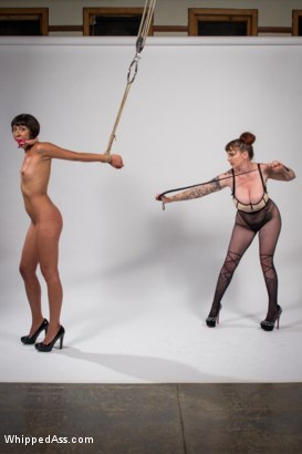 Photo number 5 from Mz. Berlin Clamps, Whips, and Double Stuffs Newbie Vivi Marie shot for Whipped Ass on Kink.com. Featuring Mz Berlin and Vivi Marie in hardcore BDSM & Fetish porn.