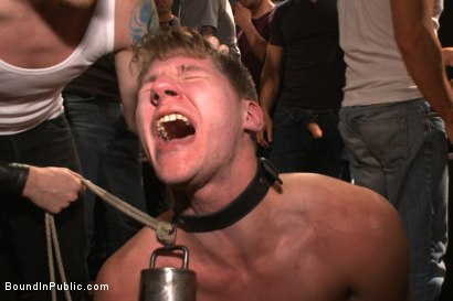 Photo number 1 from Bound whore gang fucked like an animal in a packed bar shot for Bound in Public on Kink.com. Featuring Dakota Wolfe and Brock Avery in hardcore BDSM & Fetish porn.