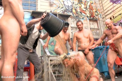 Photo number 13 from Pissed off landlord gangfucked into submission by horny party goers shot for Bound in Public on Kink.com. Featuring Jimmy Bullet, Leon Fox and Tatum in hardcore BDSM & Fetish porn.