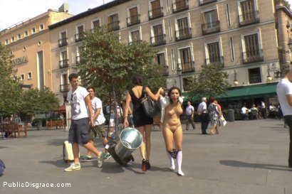 Photo number 10 from Sexy Spanish Slut Chiara fully exposed on the streets of Madrid shot for Public Disgrace on Kink.com. Featuring Chiara Diletto, Princess Donna Dolore and Steve Holmes in hardcore BDSM & Fetish porn.