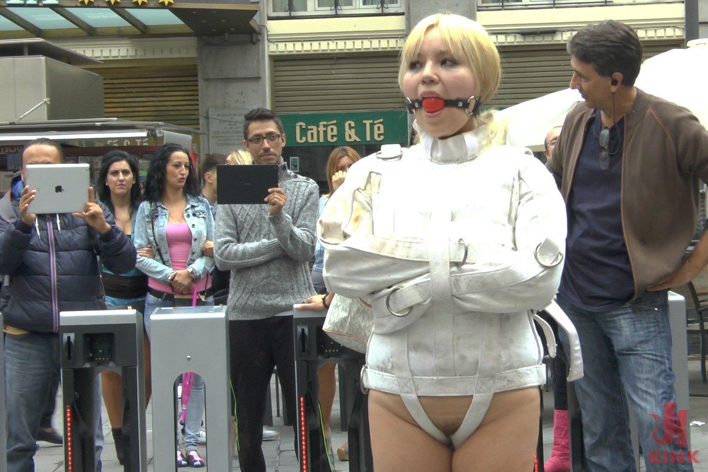 Photo number 4 from Japanese Slut is humiliated and put on display in Madrid shot for Public Disgrace on Kink.com. Featuring Mitsuki Sweet, Sandra Romain and Steve Holmes in hardcore BDSM & Fetish porn.