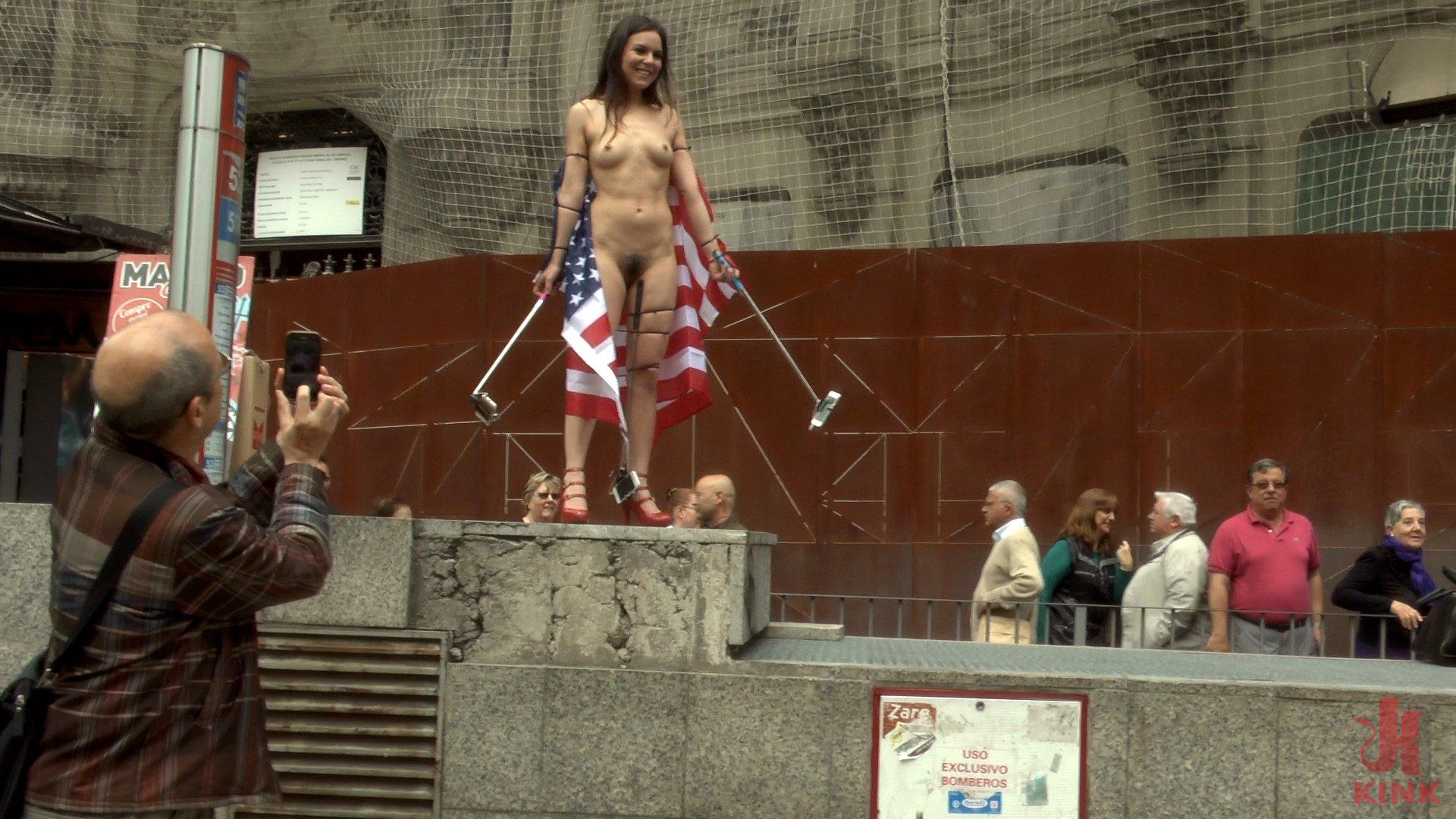 Photo number 9 from Slutty American Tourist Publicly Disgraces Herself!!! shot for Public Disgrace on Kink.com. Featuring Mona Wales, Juliette March and Xavi Tralla in hardcore BDSM & Fetish porn.