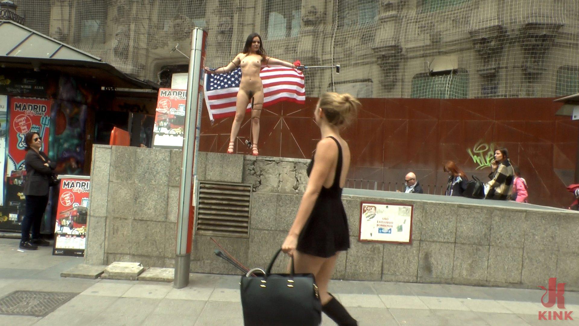 Photo number 4 from Slutty American Tourist Publicly Disgraces Herself!!! shot for Public Disgrace on Kink.com. Featuring Mona Wales, Juliette March and Xavi Tralla in hardcore BDSM & Fetish porn.