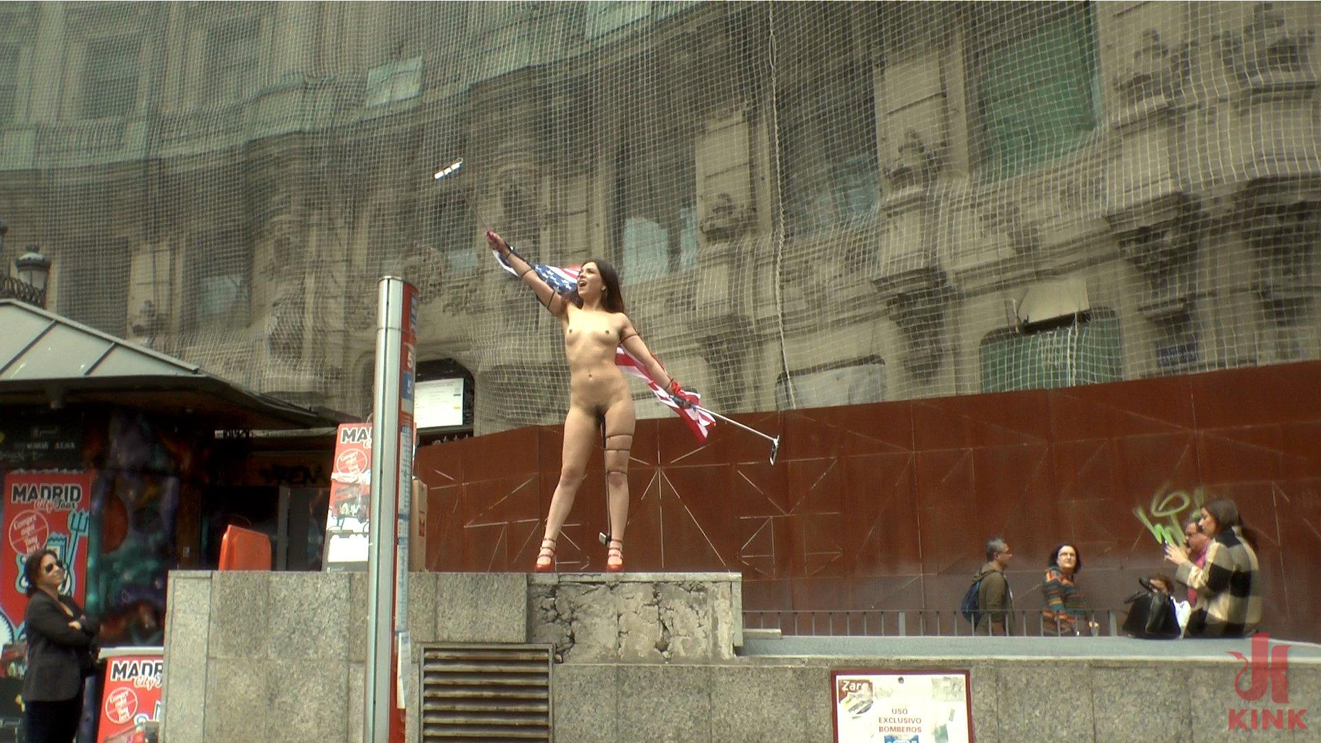 Photo number 5 from Slutty American Tourist Publicly Disgraces Herself!!! shot for Public Disgrace on Kink.com. Featuring Mona Wales, Juliette March and Xavi Tralla in hardcore BDSM & Fetish porn.