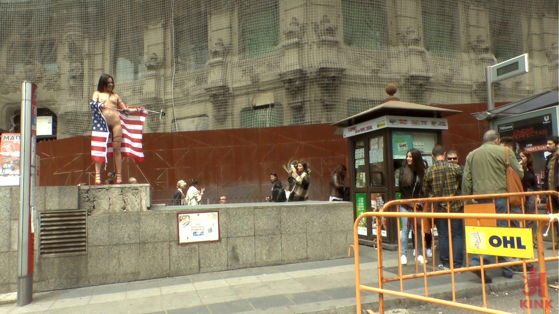 Photo number 6 from Slutty American Tourist Publicly Disgraces Herself!!! shot for Public Disgrace on Kink.com. Featuring Mona Wales, Juliette March and Xavi Tralla in hardcore BDSM & Fetish porn.