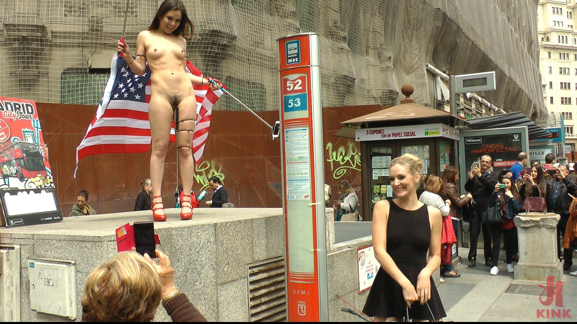 Photo number 7 from Slutty American Tourist Publicly Disgraces Herself!!! shot for Public Disgrace on Kink.com. Featuring Mona Wales, Juliette March and Xavi Tralla in hardcore BDSM & Fetish porn.