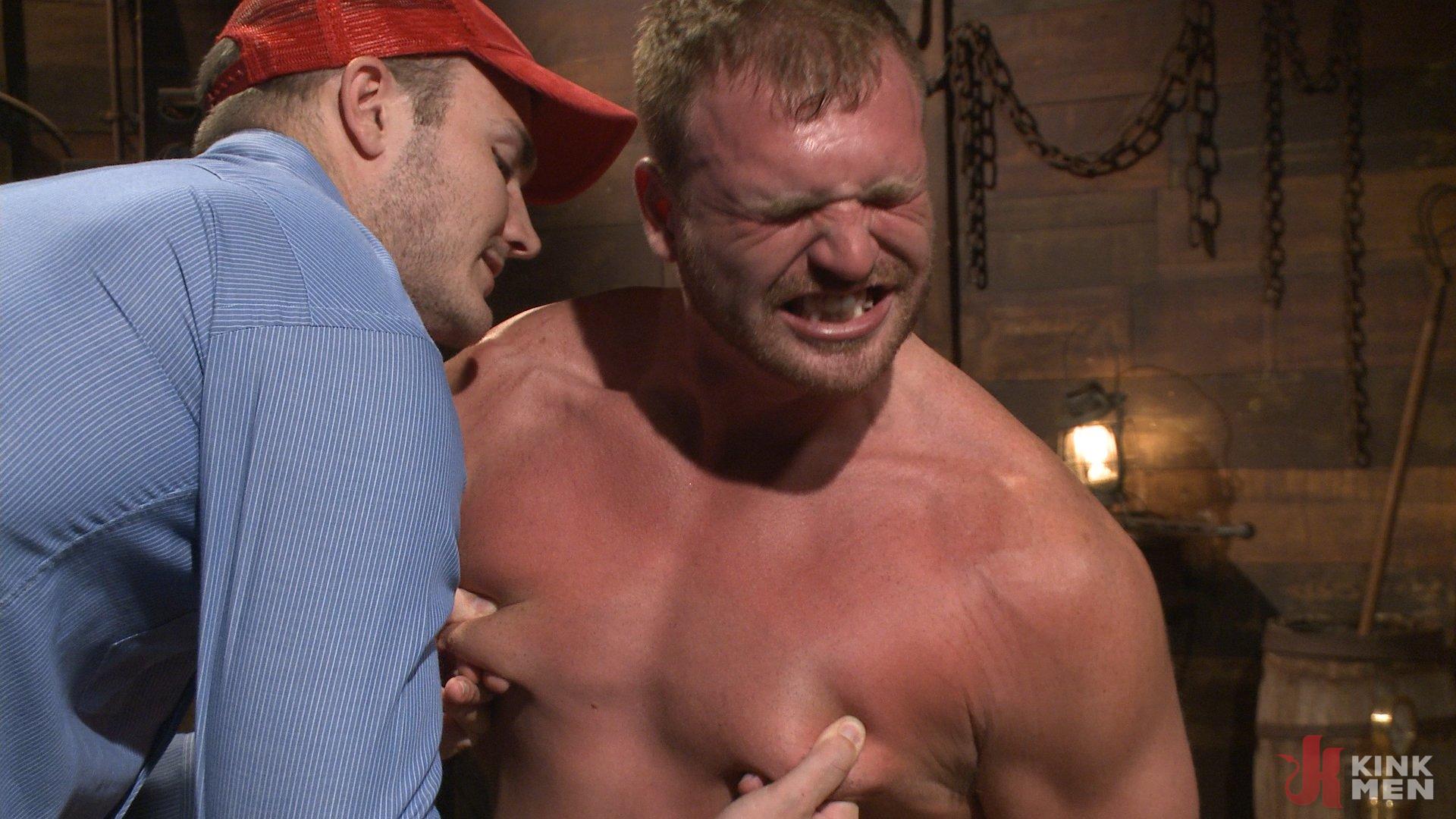 Photo number 1 from Farmboy punished for jerking off on the job shot for Bound Gods on Kink.com. Featuring Christian Wilde and Josh Peters in hardcore BDSM & Fetish porn.