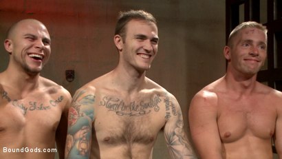 Photo number 14 from Newcomer vs Veteran - Slaves Compete to Satisfy Their Masters shot for Bound Gods on Kink.com. Featuring Christian Wilde, Sebastian Keys, Scott Riley and Eli Hunter in hardcore BDSM & Fetish porn.