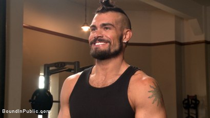 Photo number 14 from Connor Maguire's Gym Slave Takes on a Weight Room Full of Cocks shot for Bound in Public on Kink.com. Featuring Connor Maguire, Aarin Asker and Logan Taylor in hardcore BDSM & Fetish porn.