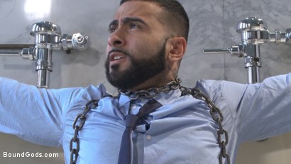 Photo number 1 from Rude Businessman's Airport Bathroom Nightmare shot for Bound Gods on Kink.com. Featuring Jessie Colter and Rikk York in hardcore BDSM & Fetish porn.