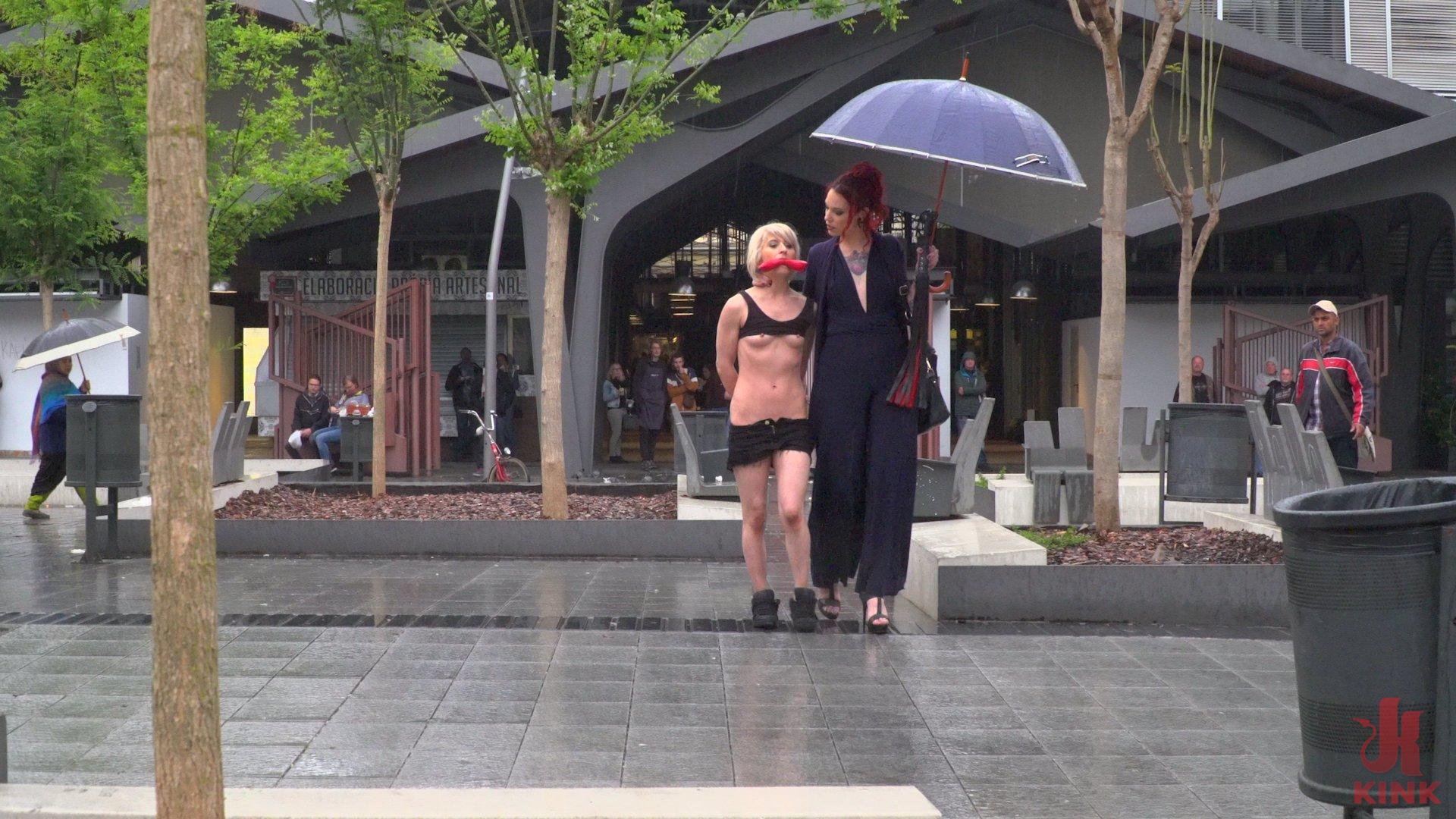 Photo number 11 from Eager Bitch Spanked And Flogged In The Rain! - Part 1 shot for Public Disgrace on Kink.com. Featuring Steve Holmes, Juan Lucho, Nora Barcelona and Silvia Rubi in hardcore BDSM & Fetish porn.