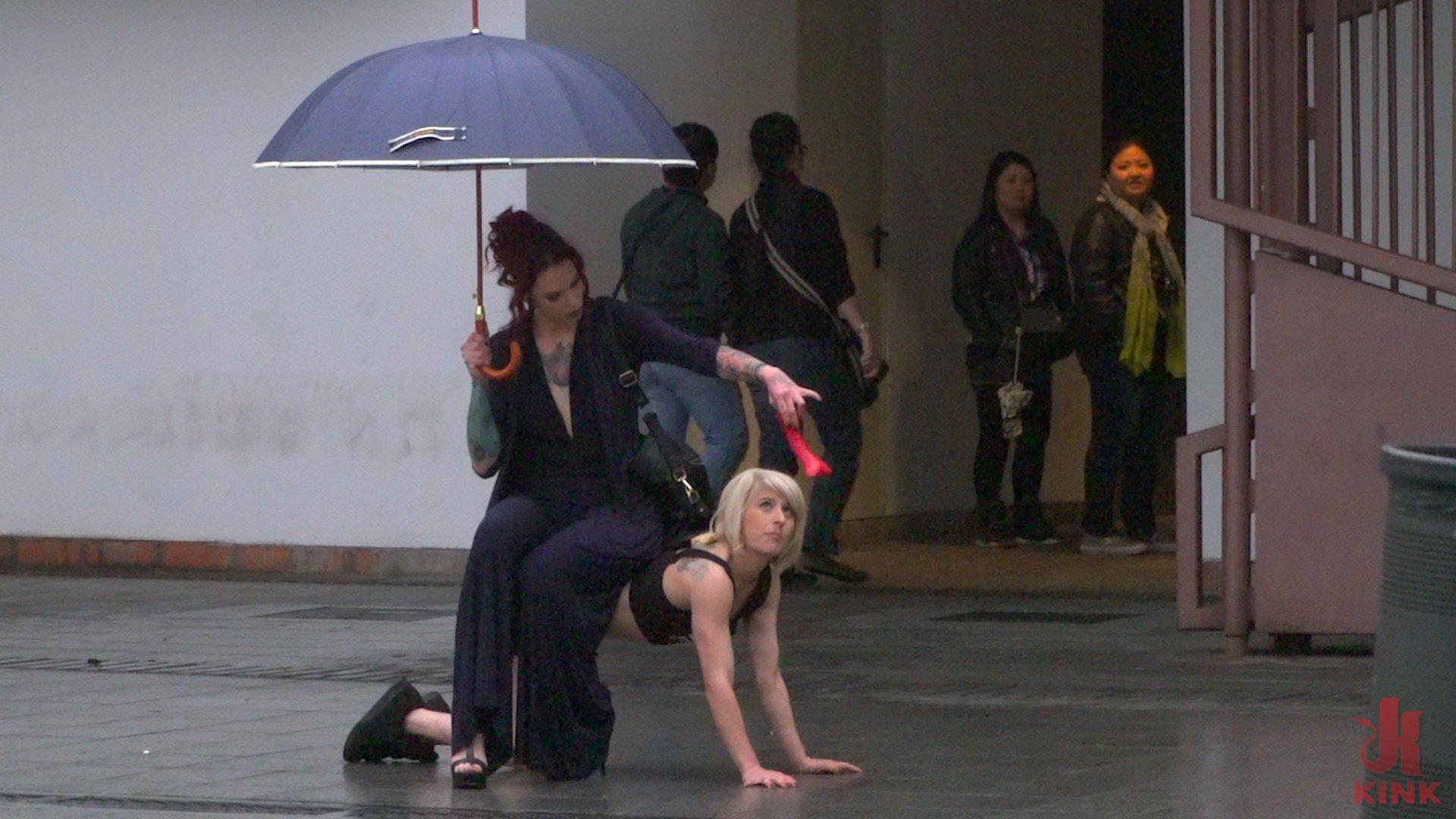 Photo number 7 from Eager Bitch Spanked And Flogged In The Rain! - Part 1 shot for Public Disgrace on Kink.com. Featuring Steve Holmes, Juan Lucho, Nora Barcelona and Silvia Rubi in hardcore BDSM & Fetish porn.