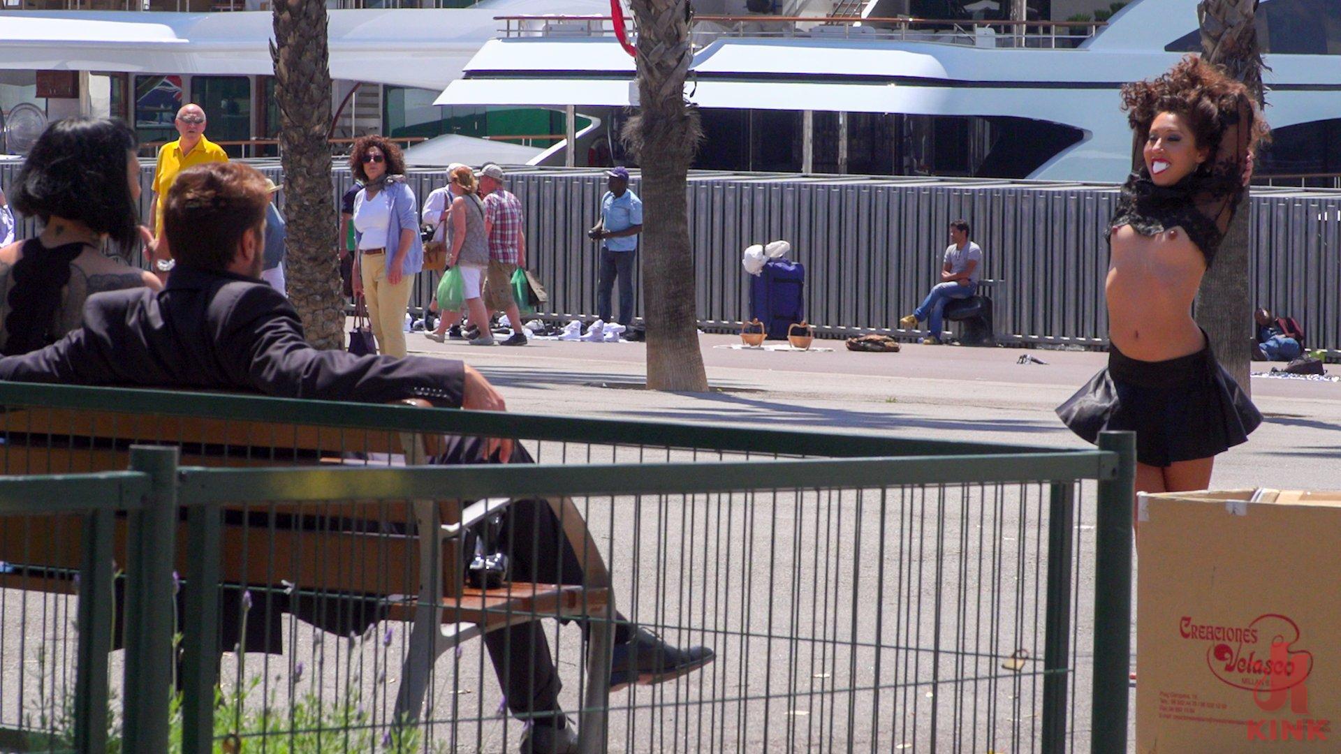 Photo number 1 from Perky Little Slut in a Box - Part 1 shot for Public Disgrace on Kink.com. Featuring Steve Holmes, Oliver Pina, Melody Petite and Mistress Minerva in hardcore BDSM & Fetish porn.