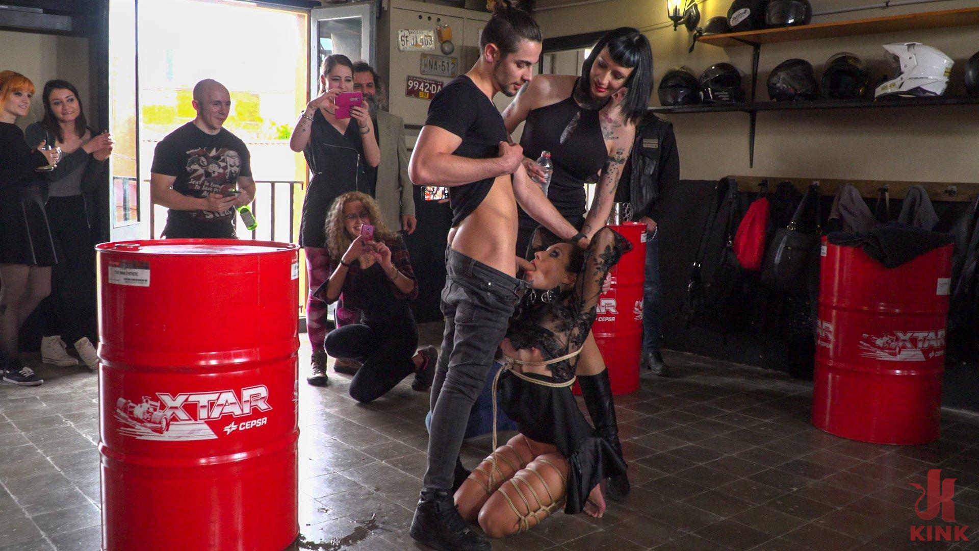 Photo number 10 from Fugitive Biker Bar Gets Serviced! - Part 2 shot for Public Disgrace on Kink.com. Featuring Steve Holmes, Oliver Pina, Melody Petite and Mistress Minerva in hardcore BDSM & Fetish porn.