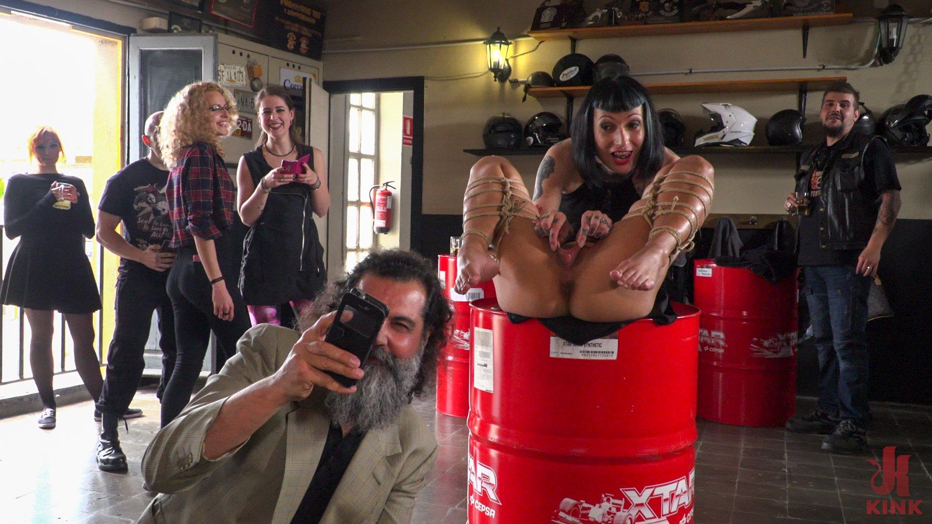 Photo number 9 from Fugitive Biker Bar Gets Serviced! - Part 2 shot for Public Disgrace on Kink.com. Featuring Steve Holmes, Oliver Pina, Melody Petite and Mistress Minerva in hardcore BDSM & Fetish porn.