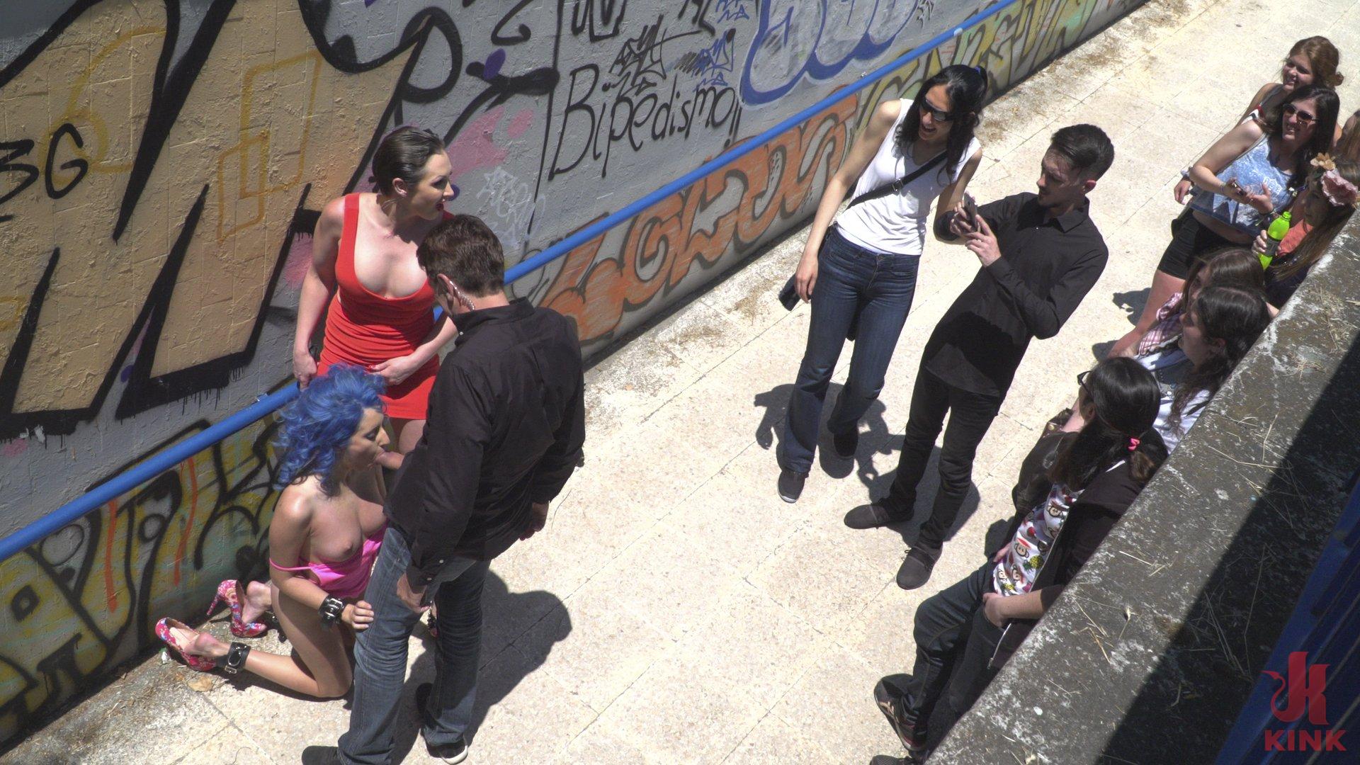 Photo number 12 from Cute and Colorful Susy Blue is Begging to be Disgraced in Public. shot for Public Disgrace on Kink.com. Featuring Steve Holmes, Kendo Ortiz, Yasmin Scott and Susy Blue in hardcore BDSM & Fetish porn.