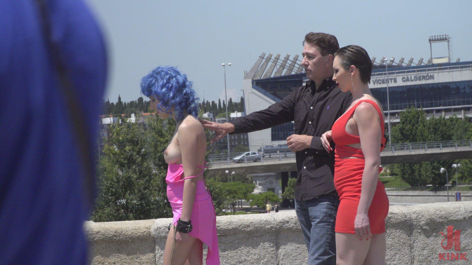 Photo number 2 from Cute and Colorful Susy Blue is Begging to be Disgraced in Public. shot for Public Disgrace on Kink.com. Featuring Steve Holmes, Kendo Ortiz, Yasmin Scott and Susy Blue in hardcore BDSM & Fetish porn.