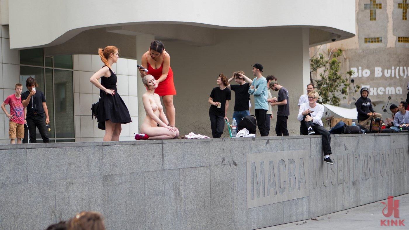 Photo number 0 from Petite Slut Nerea Falco Shaves Head and Gets Gang Fucked in Public! shot for Public Disgrace on Kink.com. Featuring Steve Holmes, Irina Vega, Max Cortes, Nerea Falco and Lady Nala in hardcore BDSM & Fetish porn.