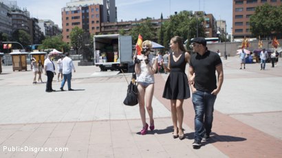 Photo number 3 from Petite Whore Molly Saint Rose Fucked and Humiliated in Public Plaza!! shot for Public Disgrace on Kink.com. Featuring Steve Holmes, Antonio Ross, Tina Kay and Molly Saint Rose in hardcore BDSM & Fetish porn.