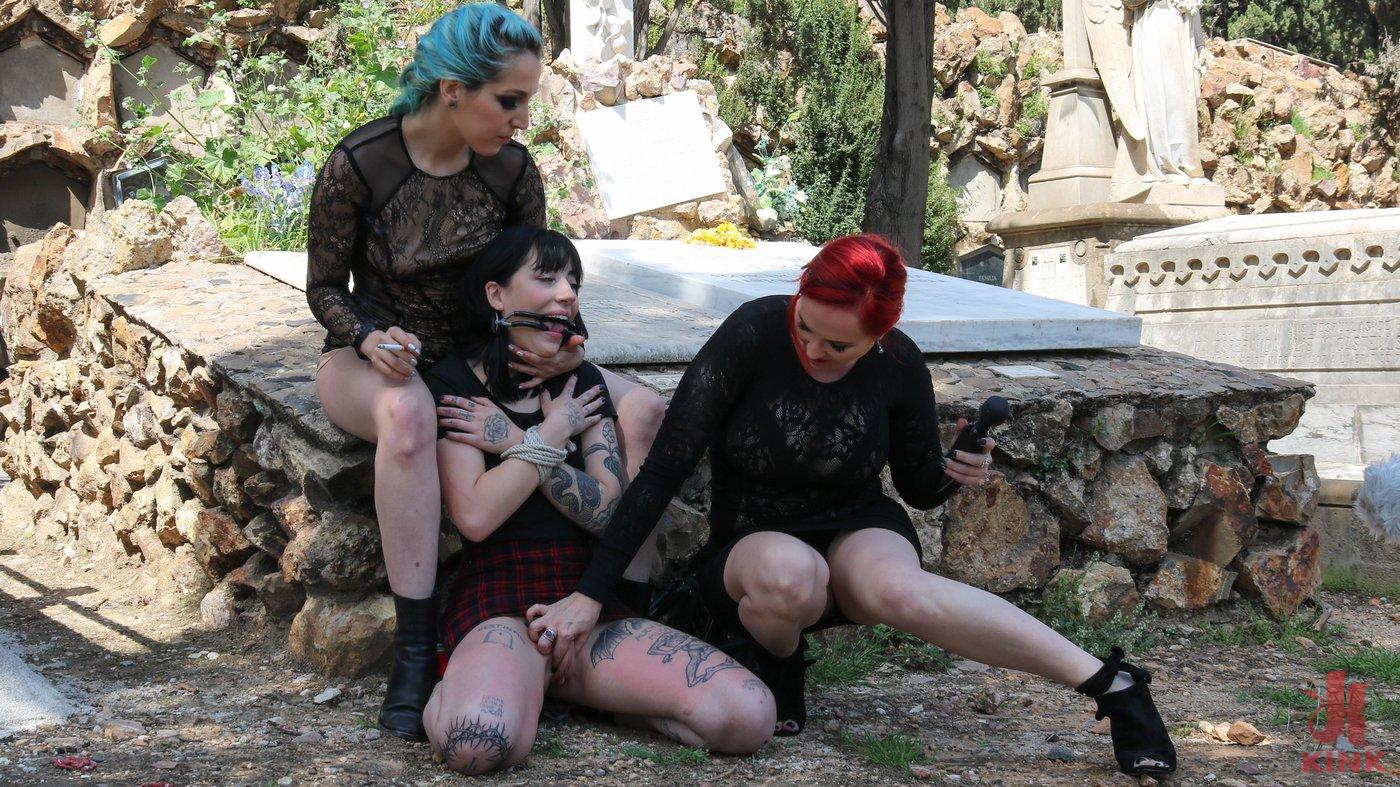 Photo number 2 from Spooky Submissive Slut Charlotte Sartre Gets Boned in a Graveyard! shot for Public Disgrace on Kink.com. Featuring Juan Lucho, Mz Berlin, Charlotte Sartre, Liz Rainbow and Mona Wales in hardcore BDSM & Fetish porn.