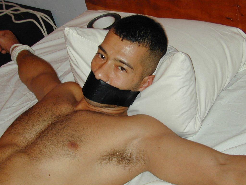 Photo number 10 from Now Get Loose: Plug-gagging, Gym Benched, Wrestling Wrap shot for Bound And Gagged on Kink.com. Featuring Keith Evans, Ricardo and Leonardo Schiavino in hardcore BDSM & Fetish porn.