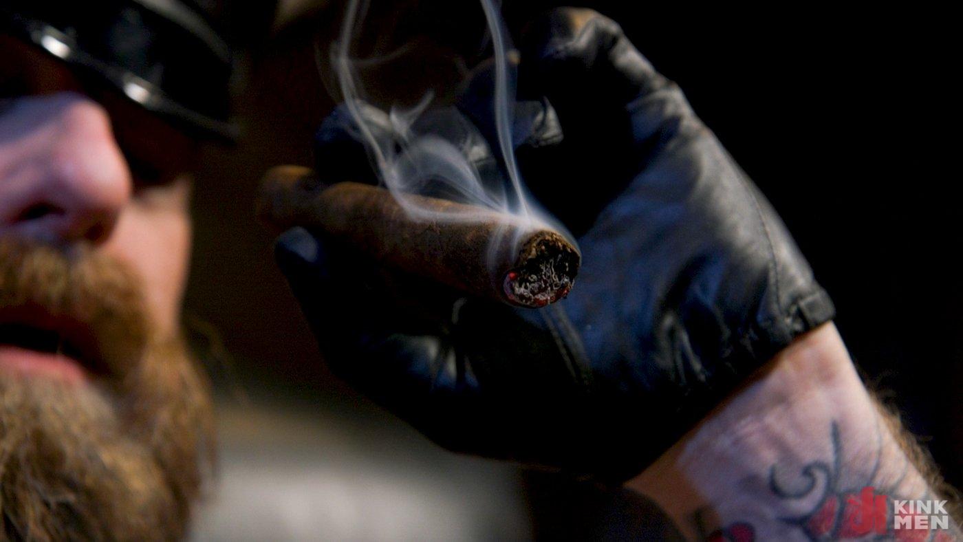 Photo number 1 from Muscular Leather Daddy Smokes Cigars & Brutally Fucks Submissive Boy shot for Bound Gods on Kink.com. Featuring Jack Dixon and Chance Summerlin in hardcore BDSM & Fetish porn.