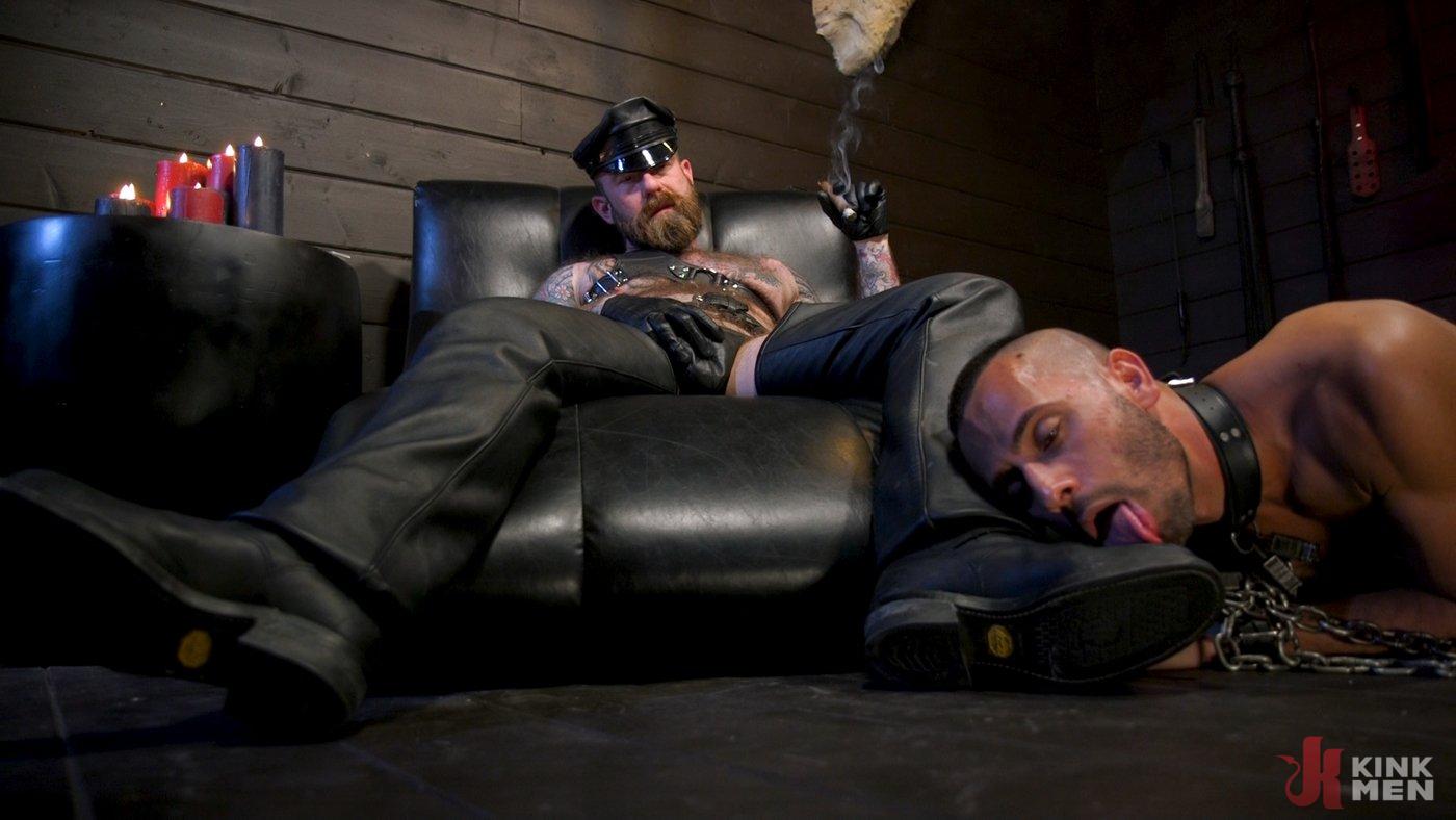 Photo number 2 from Muscular Leather Daddy Smokes Cigars & Brutally Fucks Submissive Boy shot for Bound Gods on Kink.com. Featuring Jack Dixon and Chance Summerlin in hardcore BDSM & Fetish porn.