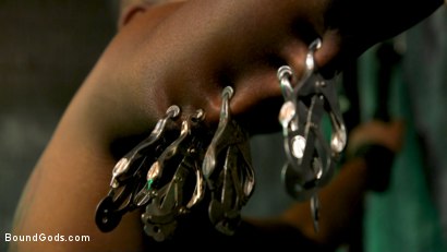 Photo number 6 from The Suffering of Buck Wright shot for Bound Gods on Kink.com. Featuring Riley Mitchell and Buck Wright in hardcore BDSM & Fetish porn.